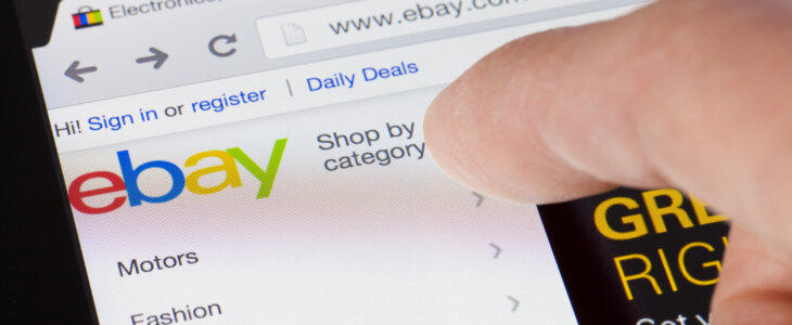 Browsing eBay.com on a laptop