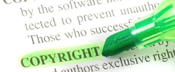Copyright defintion highligted in dictionary - denotation