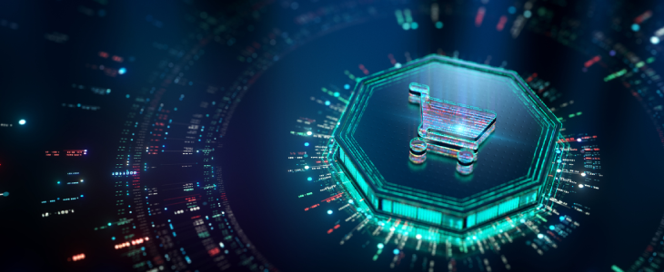 Graphic shopping cart to represent online retailers